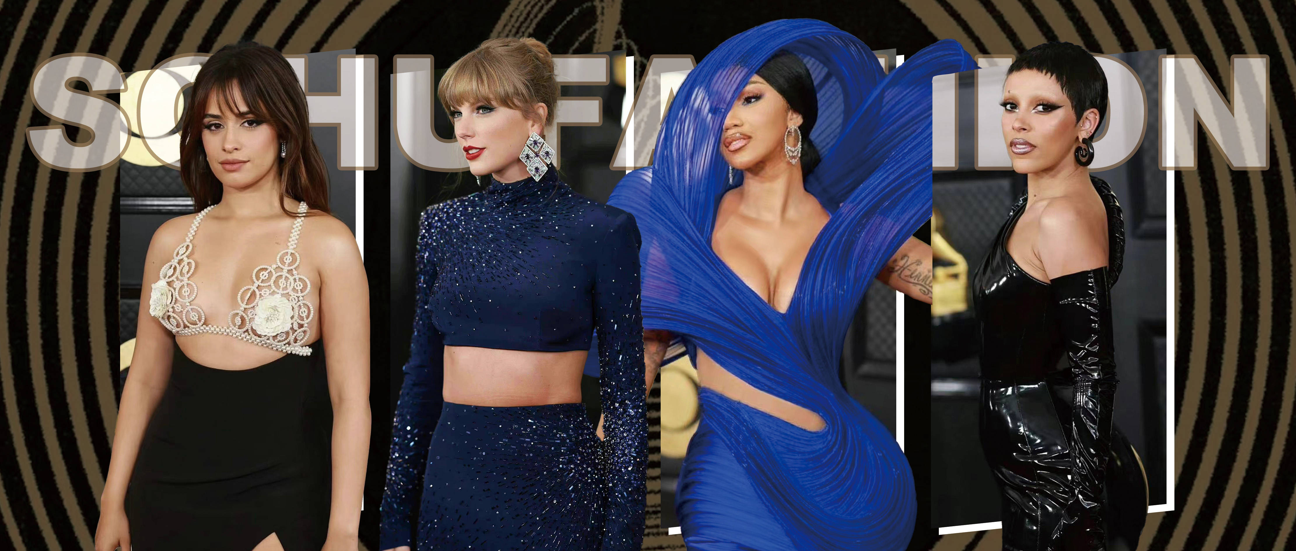 Taylor Swift蓝裙露腰美到惊艳，麦当娜上演网袜制服诱惑，格莱美红毯太绝了！